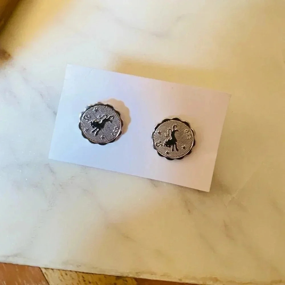 Vintage - Zodiac Astrology Silver Leo Earrings